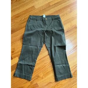Cache olive green‎ stretch capri jeans pants size 10 gold tone trim  Perfect